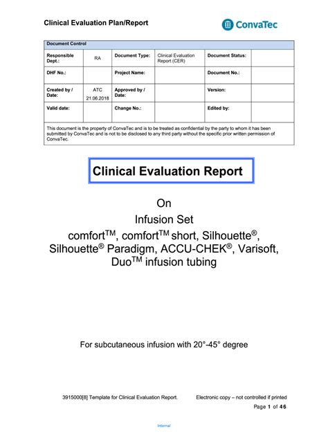 template for clinical evaluation report